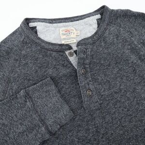 Faherty Brand Mens Gray Organic Cotton Long Sleeve Henley Shirt Size L